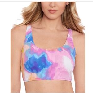 Salt + Cove Juniors' Tie-Dye Longline Tank Swim Top, Small - Women's Swimsuit Se